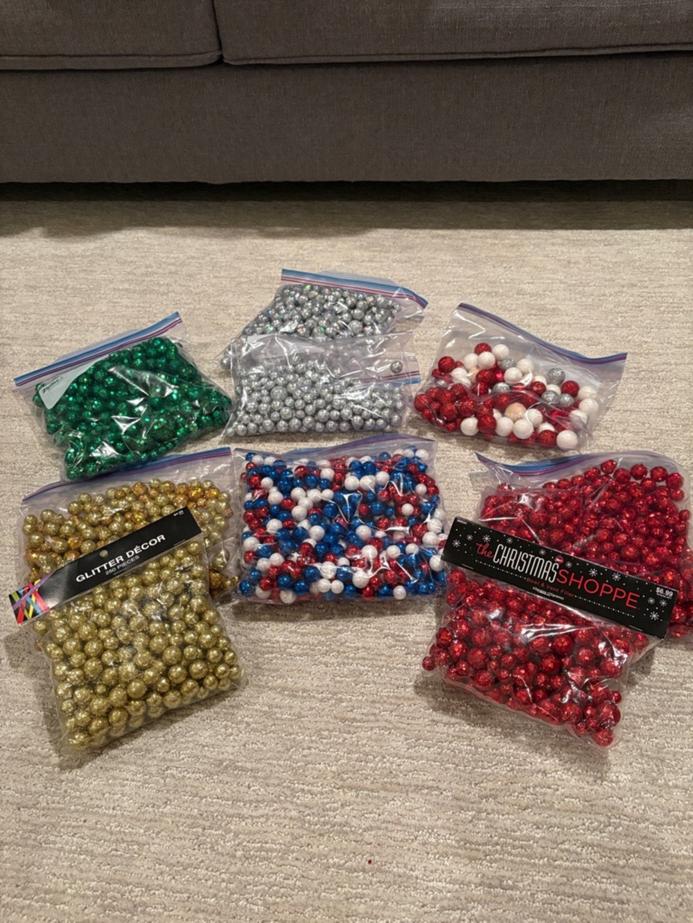 Holiday Glitter Balls for Decor - Vase Fillwr, Wreaths & more! 9 bags